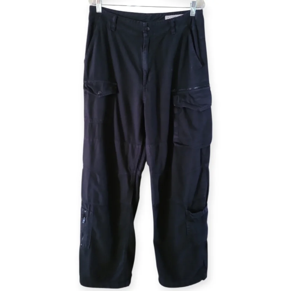 Rag & Bone Women's Modern Cargo Organic Cotton Pants Black Wide Leg